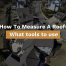Measuring a roof with text on how to measure a roof and what tools to use