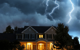 Thunderstorm above Middle Tennessee home at night