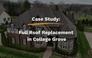 Elegant brick home in College Grove, TN, with a newly installed asphalt shingle roof completed by Five Points Roofing after hail damage restoration.