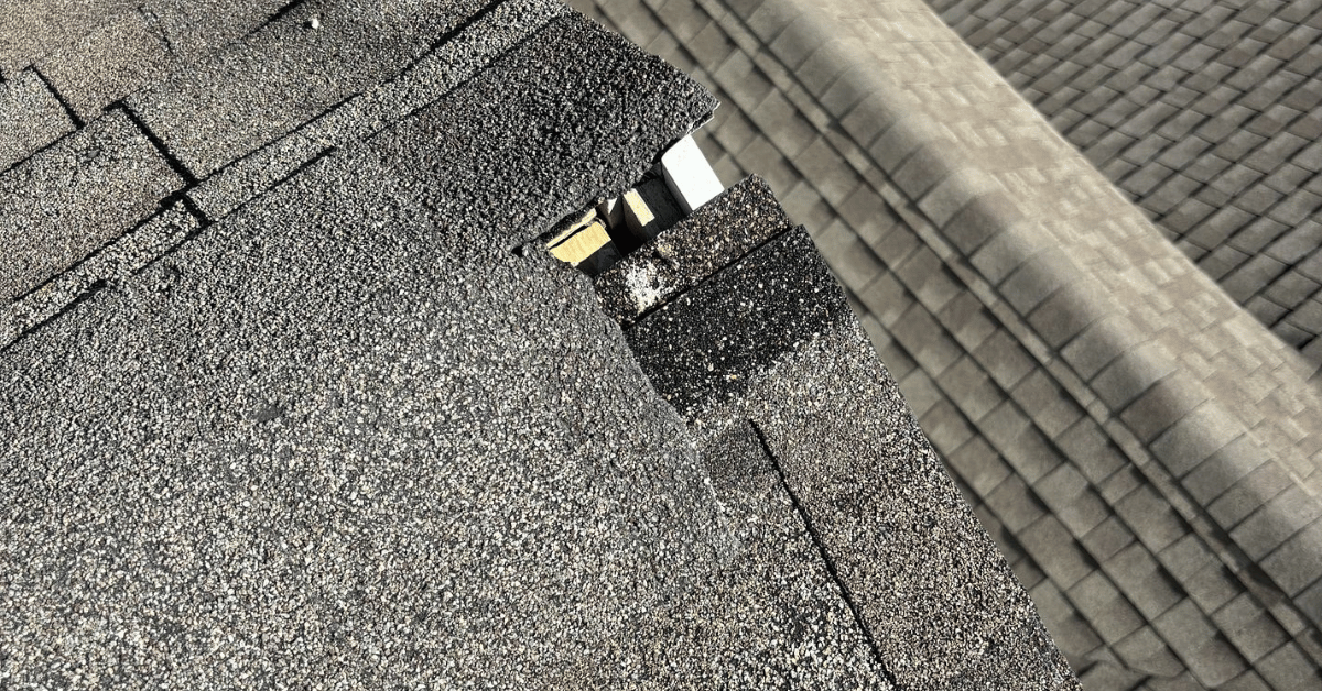 Severe Damage to Ridge Cap from Hail