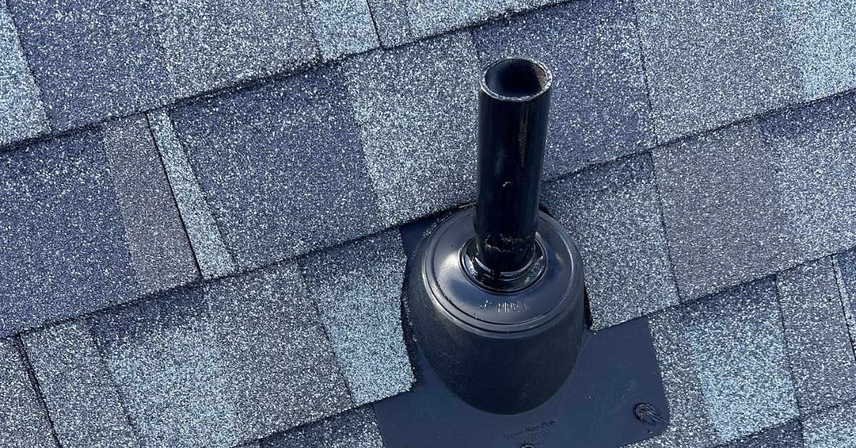 A properly sealed roof pipe boot to prevent water leaks and maintain attic insulation performance during hot and humid conditions.