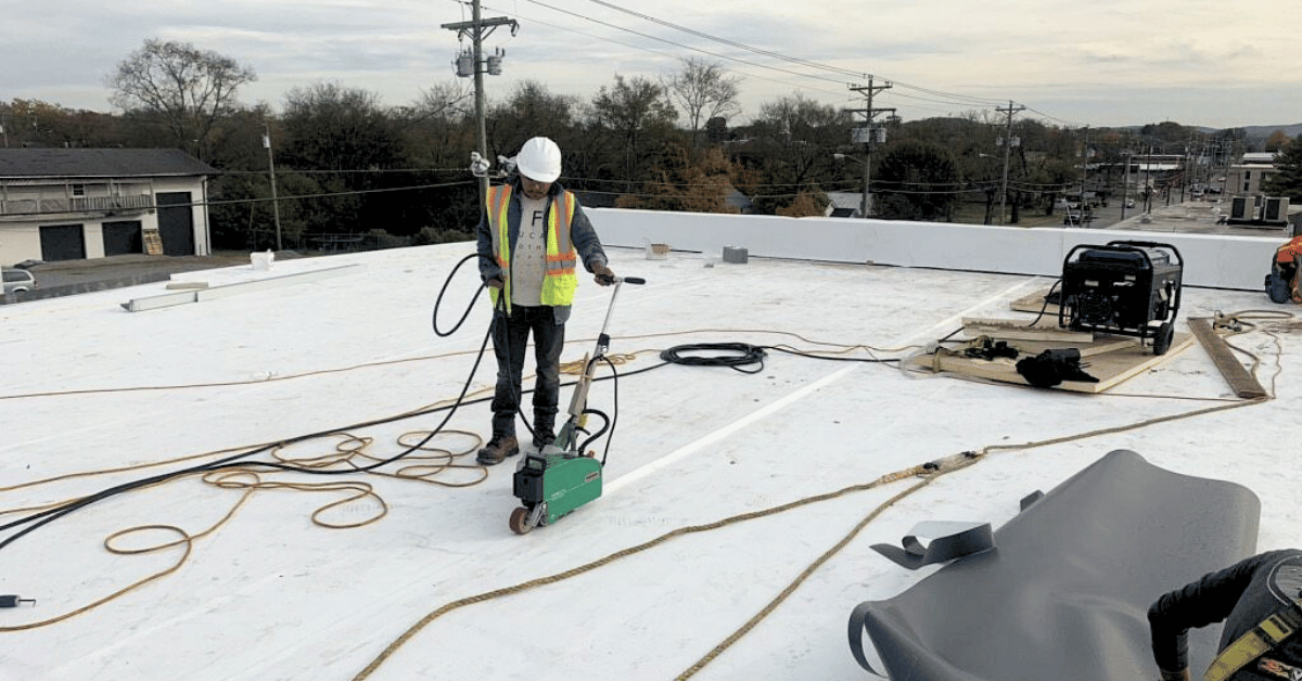 TPO Membrane Installation in Progress