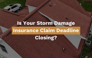 Hail damaged roof in franklin tn with the words "Is your storm damage insurance claim deadline closing?"