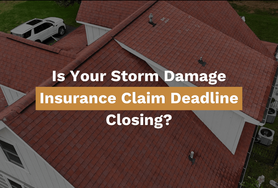 Hail damaged roof in franklin tn with the words "Is your storm damage insurance claim deadline closing?"