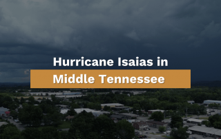 dark clouds surrounding Franklin in Middle Tennessee with Hurricane Isaias